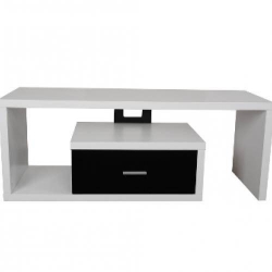 4World Style Stolik TV SPIRO-A, z szufladą, biało- czarny