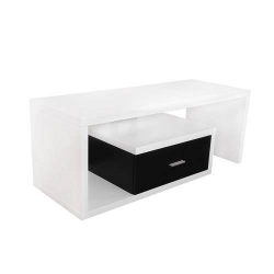 4World Style Stolik TV SPIRO-A, z szufladą, biało- czarny