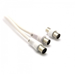 G&BL Kabel antenowy, IEC 9.5mm M- IEC 9.5mm F, adapter M- M, 3m, biały