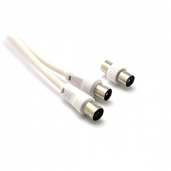 G&BL Kabel antenowy, IEC 9.5mm M- IEC 9.5mm F, adapter M- M, 5m, biały