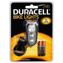 Duracell Lampka rowerowa LED F02 światło ciągłe/ stroboskop przednie+ 2x AAA