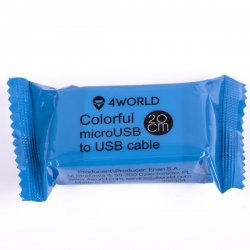 4World Candy Cable, kabel do przesyłu danych, Micro USB/ Lightning- USB 2.0, 20cm, mix kolorów