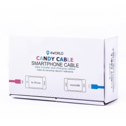 4World Candy Cable, kabel do przesyłu danych, Micro USB/ Lightning- USB 2.0, 20cm, mix kolorów